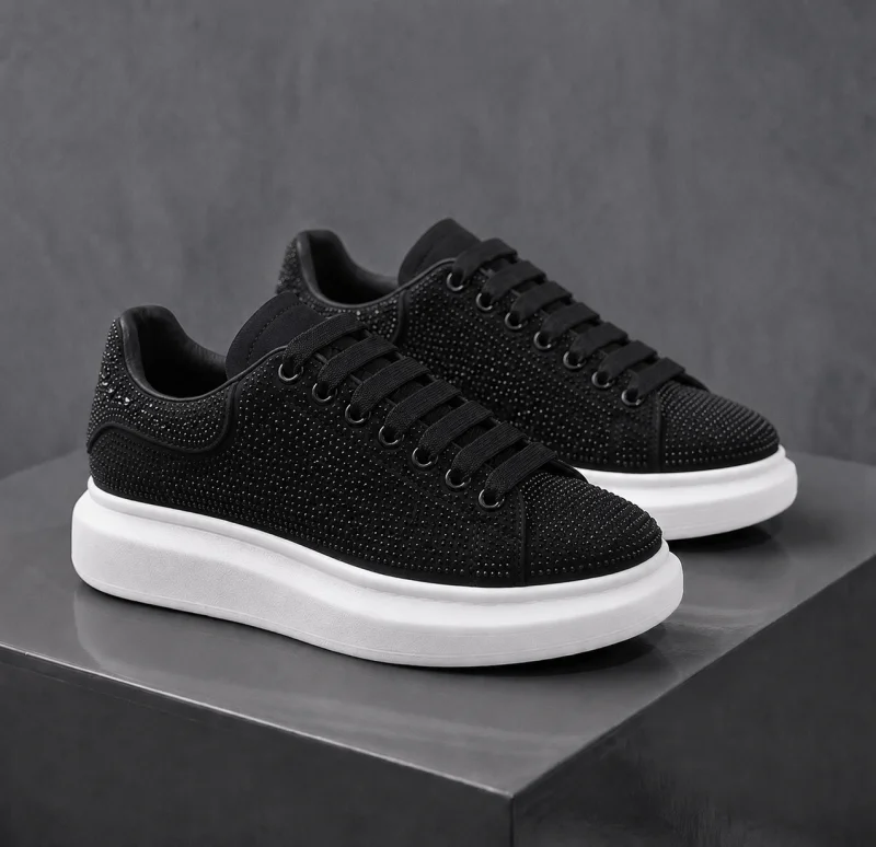 Adidasi dama casual negri cu alb LG02
