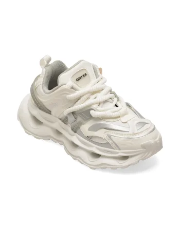 Pantofi sport GRYXX albi, 80410, din piele naturala