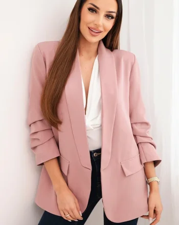 Sacou elegant roz pudra cu manec...