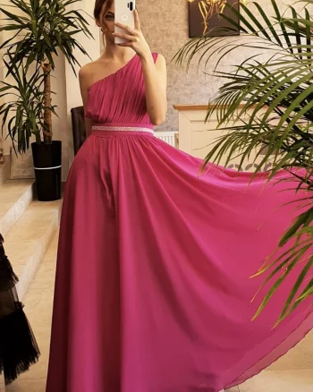 Rochie eleganta din voal de culoare fucsia