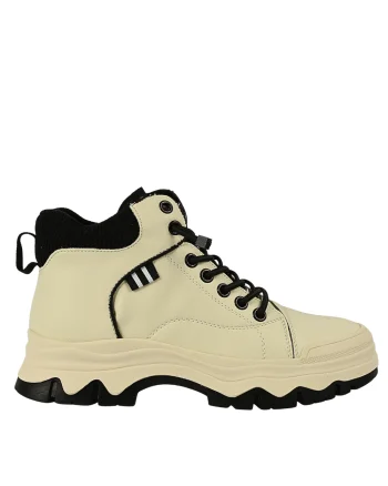 Ghete sport, dama, PASS COLLECTION, XA70001B crem, piele naturala