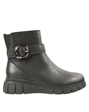 Ghete casual, dama, FORMAZIONE, E90521-1 negru, piele naturala