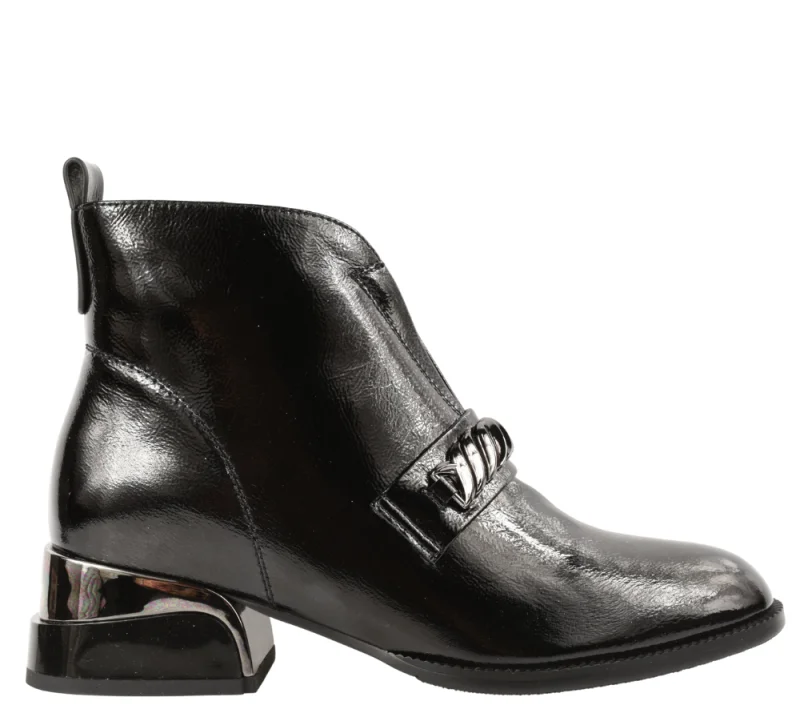 Ghete elegante, dama, EPICA, 21B224-B560 negru, piele lacuita, cu toc
