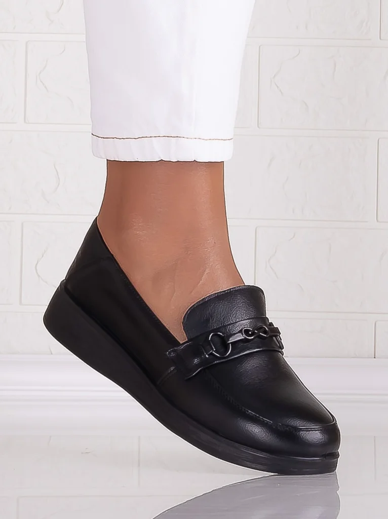 Pantofi dama casual Negri din Piele Naturala Sacaya