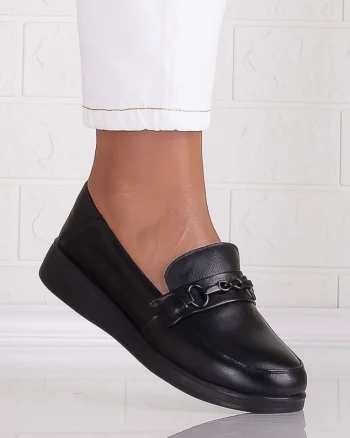 Pantofi dama casual Negri din Piele Naturala Sacaya