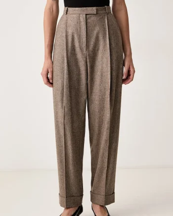BOSS  pantaloni pentru femei cu amestec de lână Tornara