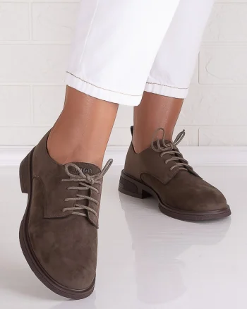 Pantofi dama casual Khaki din Piele Ecologica Intoarsa Surana