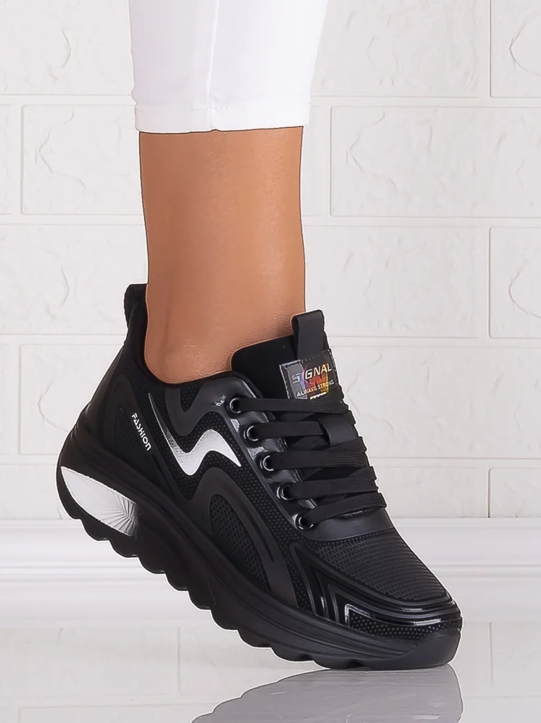 Adidasi dama Negru/alb din Textil Diga