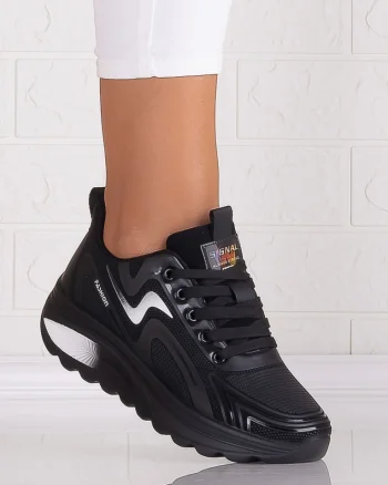Adidasi dama Negru/alb din Textil Diga