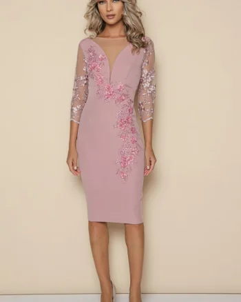 Rochie eleganta dreapta cu broderie și perle