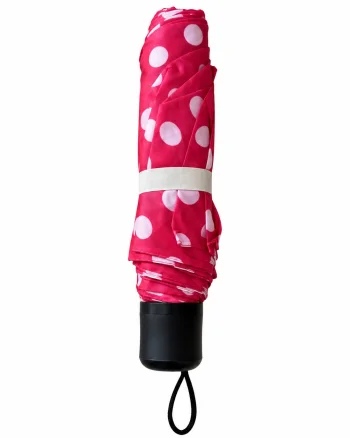 Umbrela pliabila pentru ploaie, 8 spite, diametru 97 cm, UMB067, Roz cu buline