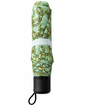 Umbrela pliabila pentru ploaie, 8 spite, diametru 97 cm, UMB078, Verde cu imprimeu lanturi