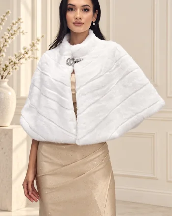 Blana ecologica Ottavia, cu brosa si prindere pe interior, Alb, Marime OneSize