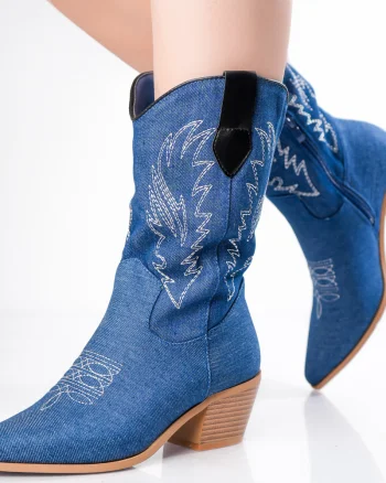 Cizme dama Albastre din Textil-Blug Rosalia