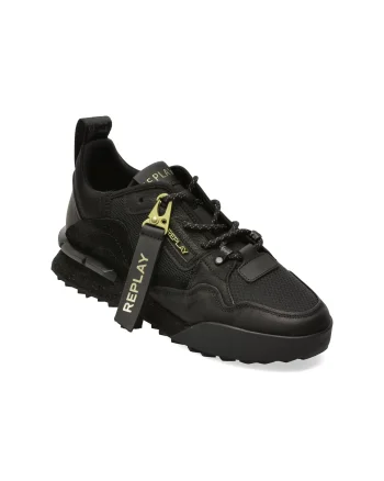 Pantofi sport REPLAY negri, MS1P2UL, din material textil si piele naturala