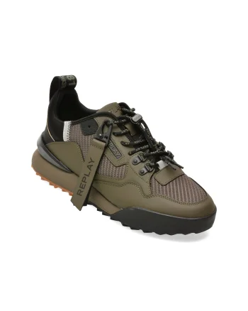 Pantofi sport REPLAY kaki, MS8L00L, din material textil si piele naturala
