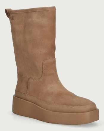 Calvin Klein  botine cu platformă pentru femei din piele întoarsă FLATFORM MID BOOT SUEDE WL
