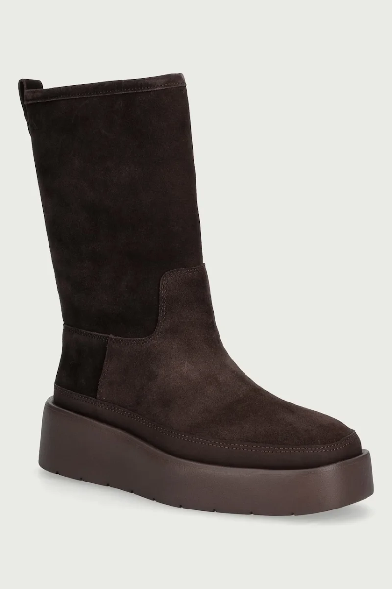 Calvin Klein  botine pentru femei din piele întoarsă FLATFORM MID BOOT SUEDE WL