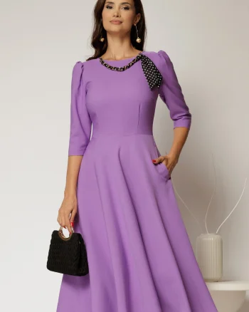 Rochie DY Fashion lila clos cu lantisor si esarfa