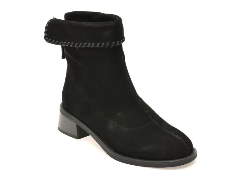 Ghete EPICA negre, 258010, din piele intoarsa