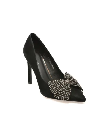 Pantofi eleganti EPICA negri, 6A122, din piele intoarsa