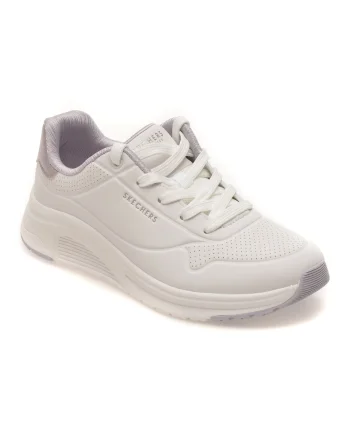 Pantofi sport SKECHERS albi, UNO LITE 2, din piele ecologica