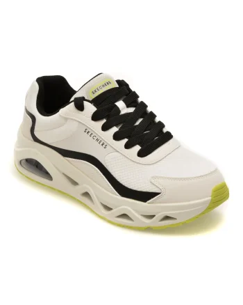 Pantofi sport SKECHERS alb-negru, UNO GLIDE-STEP, din material textil