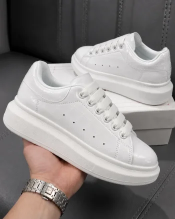 Adidasi barbati casual albi cu model 002