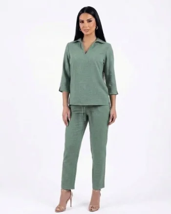 Bluza kaki cu croiala lejera din vascoza