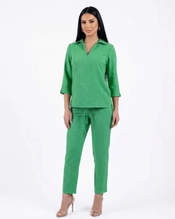 Bluza verde inchis cu croiala lejera din vascoza