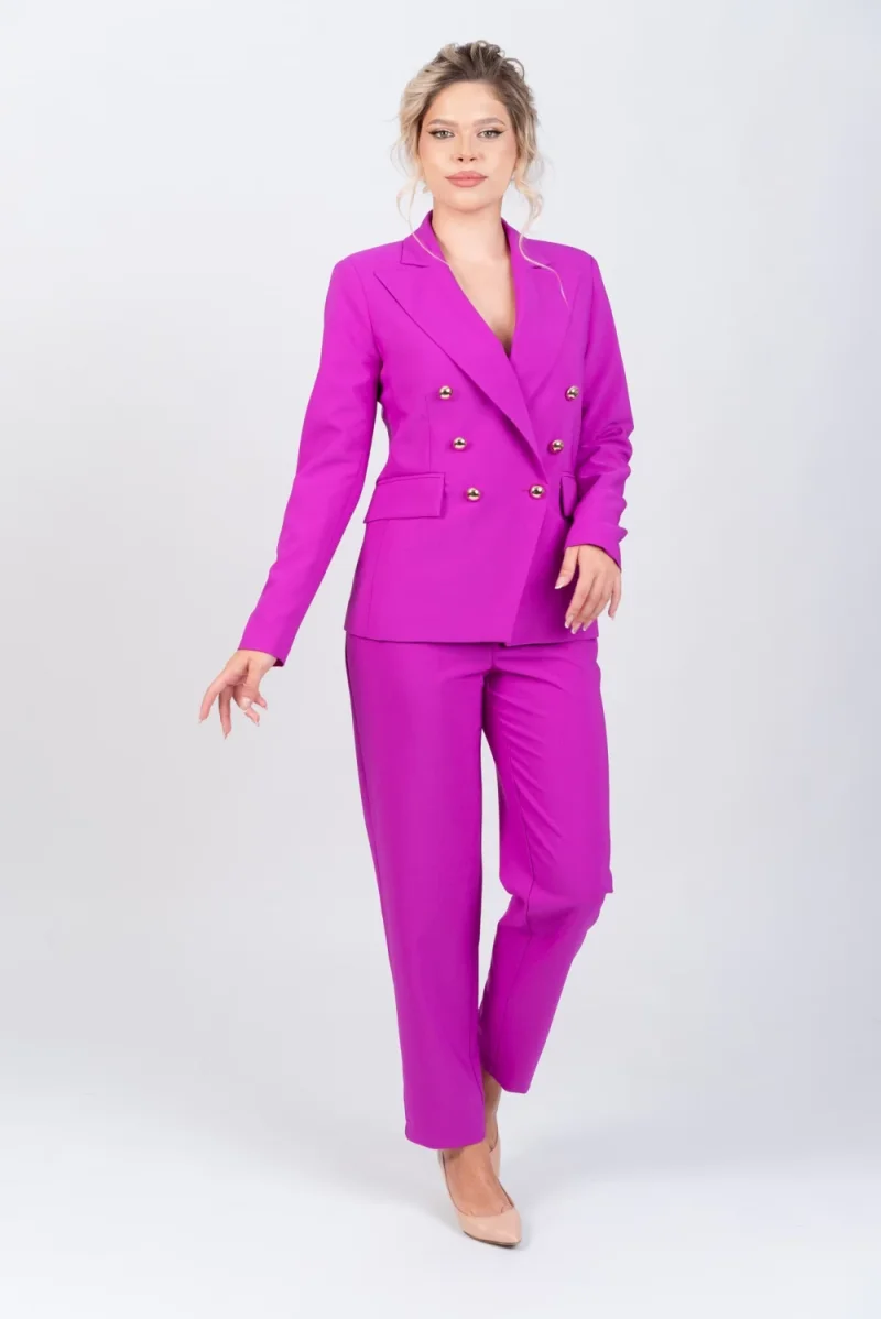 Sacou mov elegant cu inchidere cu doua randuri de nasturi