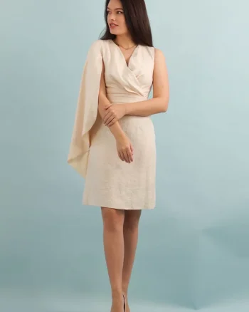 Rochie eleganta ivoire cu o maneca ampla