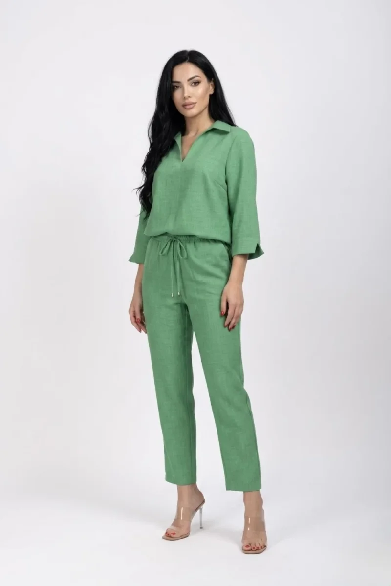Pantaloni de culoare verde din vascoza