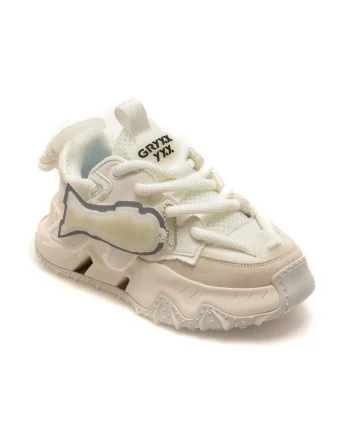 Pantofi sport GRYXX albi, 351216, din material textil si piele naturala