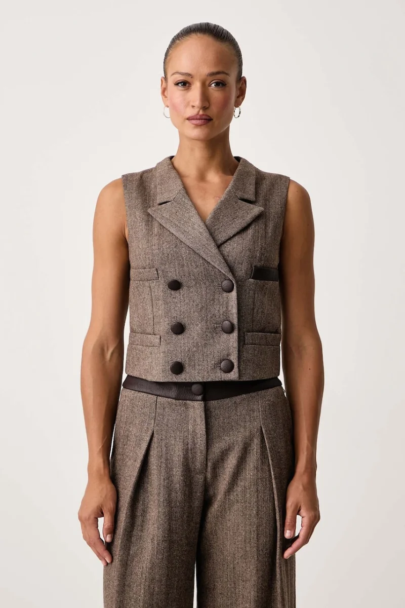 Armani Exchange  vestă cu două rânduri de nasturi pentru femei cu lână