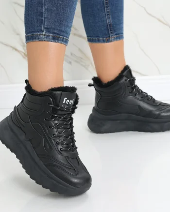 Sneakers dama Imblaniti Negri din Piele Ecologica Kandela