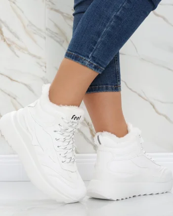 Sneakers dama Imblaniti Albi din Piele Ecologica Kandela