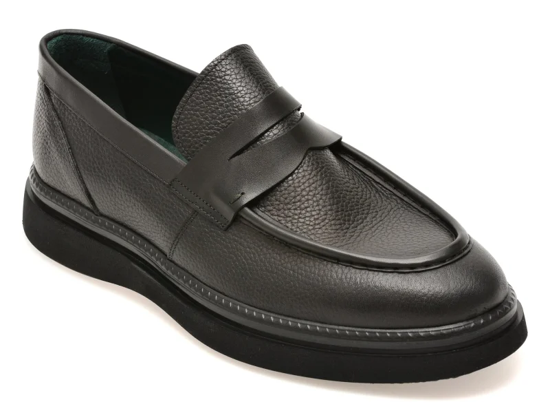 Mocasini OTTER negri, BR4469, din piele naturala