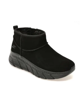 Ghete SKECHERS negre, BOBS B FLEX HI, din piele intoarsa