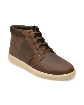 Ghete CLARKS maro, BRODIN MID, din piele naturala
