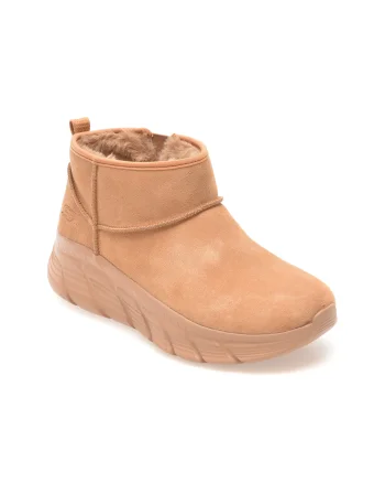 Ghete SKECHERS maro, BOBS B FLEX HI, din piele intoarsa