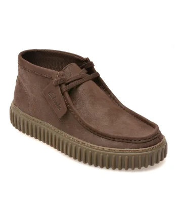 Ghete CLARKS maro, TORHILL HI, din piele naturala