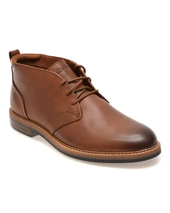Ghete elegante CLARKS maro, ALDWIN 2 CHUKKA, din piele naturala