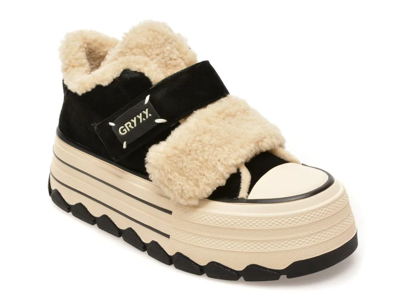 Ghete GRYXX negre, 624D150, din piele intoarsa