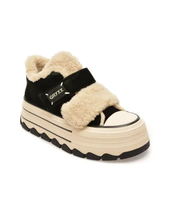 Ghete GRYXX negre, 624D150, din piele intoarsa