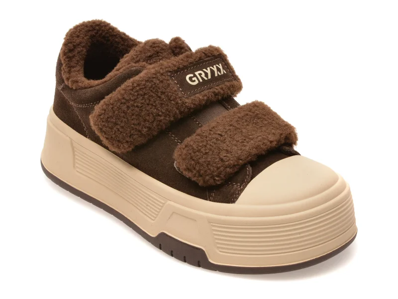 Pantofi sport GRYXX maro, 16R3, din piele intoarsa