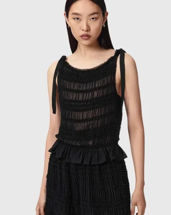 AllSaints  bluză pentru femei, din bumbac LOTUS