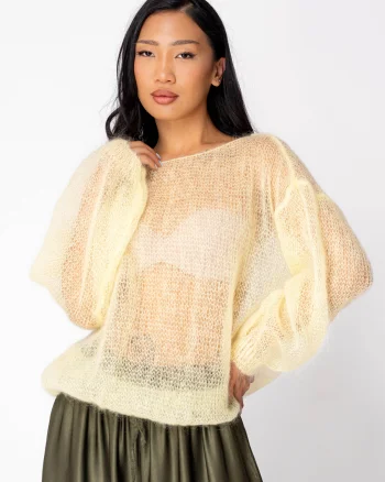 Pulover subtire din mix de mohair Light Yellow