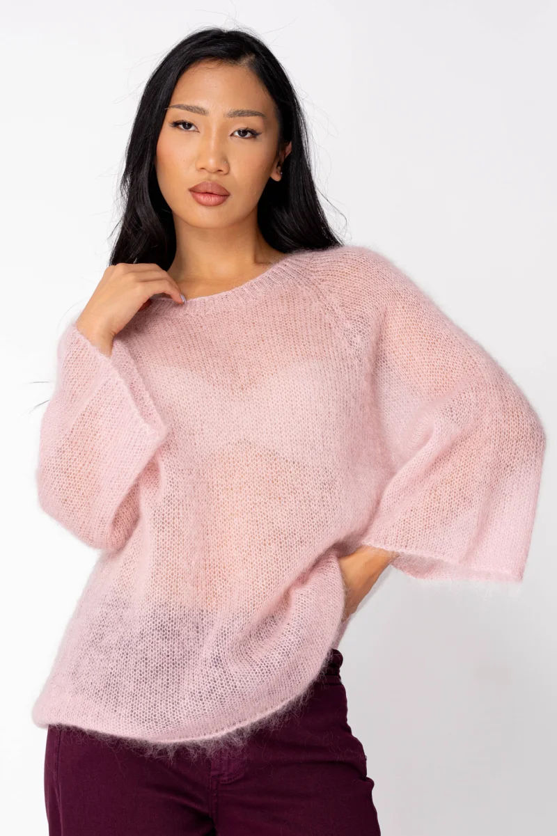 Pulover subtire din mix de mohair Light Rose