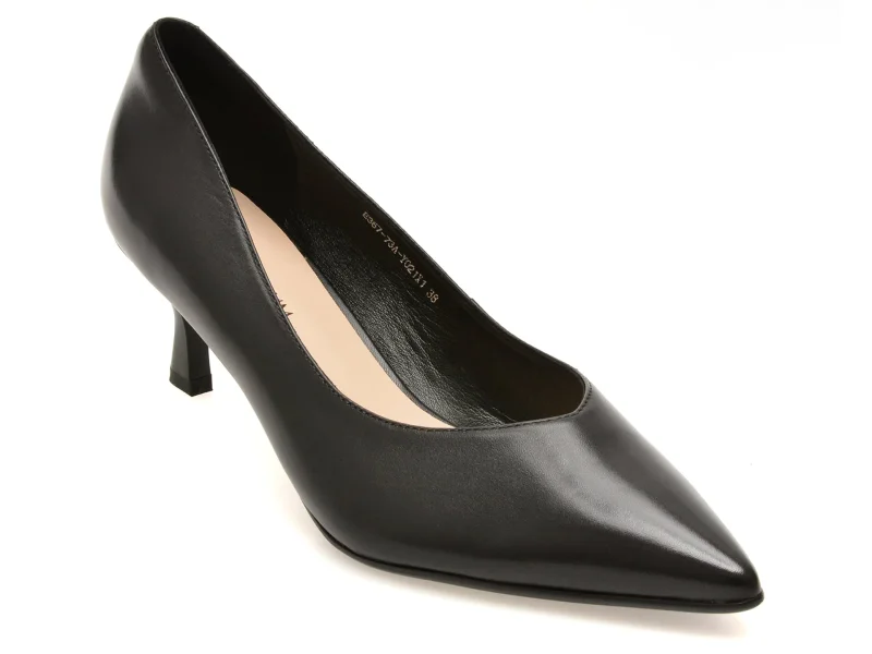Pantofi eleganti EPICA PREMIUM negri, E36773A, din piele naturala